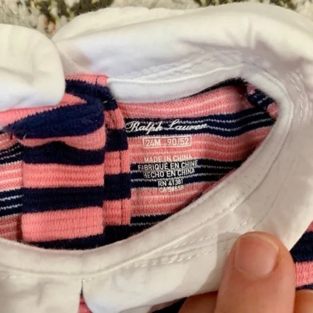 Ralph Lauren Pink Stripe Dress 24 months LIKE NEW condition *SPRING* - Picture 2 of 2
